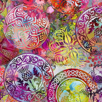 Celtic Garden 4CEL-1 Emblems Multi by Jason Yenter for In The Beginning Fabrics