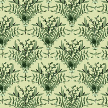 Blessings in Bloom 66250608-01 Floral Scallop Sage by Kathleen Parr Mckenna for Camelot Fabrics