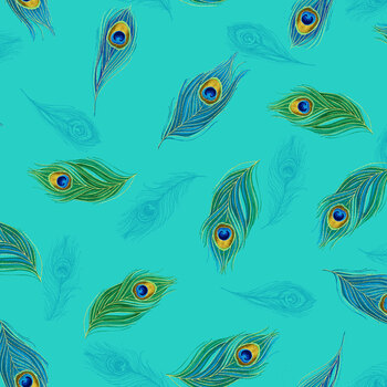 Noble Plume PLUME-CM4496 Tossed Peacock Feathers by Chong-A Hwang for Timeless Treasures Fabrics