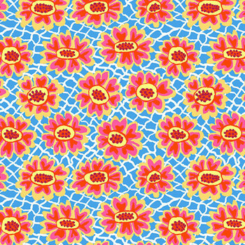 Bits & Bobs PWBM116.BLUE SM Flower Net Blue by Brandon Mably for FreeSpirit Fabrics