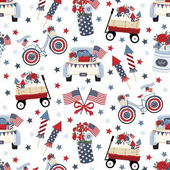 Hooray for the USA C18690-WHITE by Dani Mogstad for Riley Blake Designs
