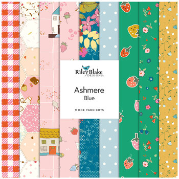Ashmere  One Yard Bundle Blue Minki Kim for Riley Blake Designs
