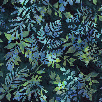 Bali Batiks - Deep Blue Reefs Y2700-178 Leaf by Hoffman Fabrics
