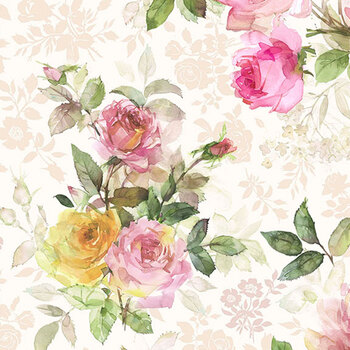 Cottage Blooms 32438-E Large Rose Toss by Gail Flores for QT Fabrics
