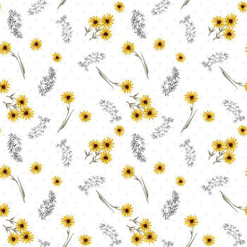 Buzzin' Blooms 39939-159 Small Florals White by Susan Winget for Wilmington Prints