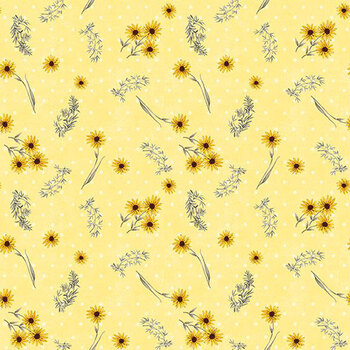 Buzzin' Blooms 39939-559 Small Florals Yellow by Susan Winget for Wilmington Prints
