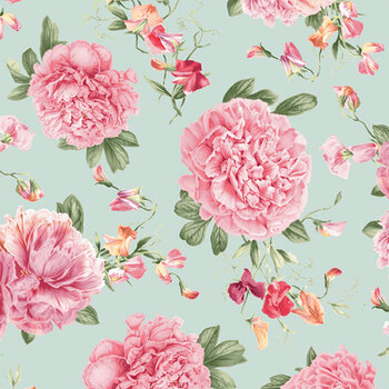 Peony Hill PHIL-6532 Teal by Tina Higgins for P&B Textiles