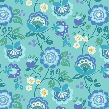 Anacapa Isle A-10492-T Flora Aegean by Nancy Rink for Andover Fabrics