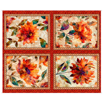 Crimson Garden 32347-R Flower Picture Patches Panel by Morris Creative Group for QT Fabrics
