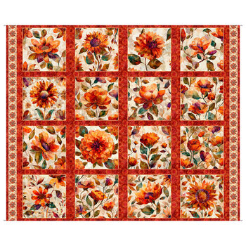 Crimson Garden 32348-R Flower Picture Patches Small Panel by Morris Creative Group for QT Fabrics