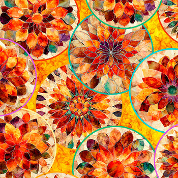 Crimson Garden 32350-S Mosaic Circles by Morris Creative Group for QT Fabrics