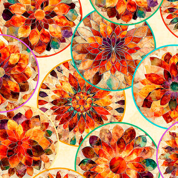 Crimson Garden 32350-E Mosaic Circles by Morris Creative Group for QT Fabrics