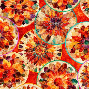 Crimson Garden 32350-R Mosaic Circles by Morris Creative Group for QT Fabrics