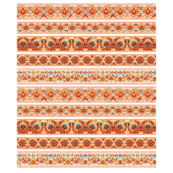 Crimson Garden 32349-Z Mosaic Border Stripe by Morris Creative Group for QT Fabrics