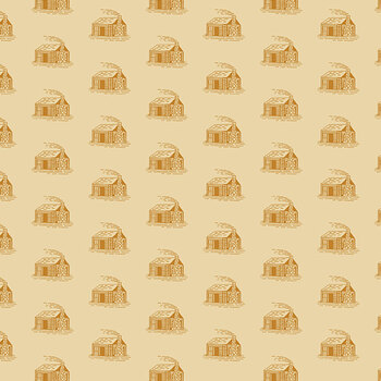 Plum Creek A-10691-N Log Cabin Golden by Little House on the Prairie for Andover Fabrics