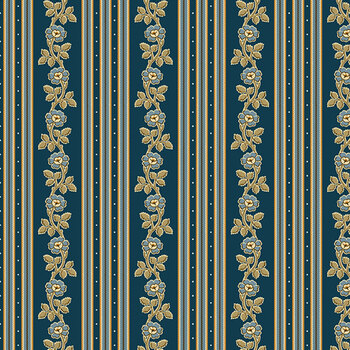 Plum Creek A-10685-B Dakota Stripe Indigo by Little House on the Prairie for Andover Fabrics