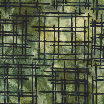 The Zen Garden 82302-76 Shoji Screen Olive Green by Banyan Batiks for Northcott Fabrics