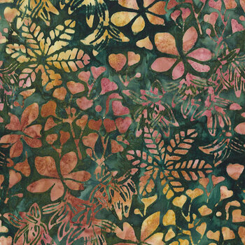 The Zen Garden 82304-78 Flowers & Grass Forest Green by Banyan Batiks for Northcott Fabrics