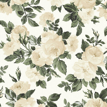 A Rose is a Rose R652222D-IVORY Roses by The Smithsonian for Marcus Fabrics