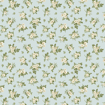 A Rose is a Rose R652225D-SKY Tossed Flowers by The Smithsonian for Marcus Fabrics