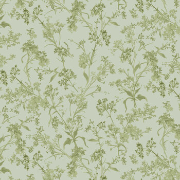A Rose is a Rose R652228D-GREEN Branches by The Smithsonian for Marcus Fabrics
