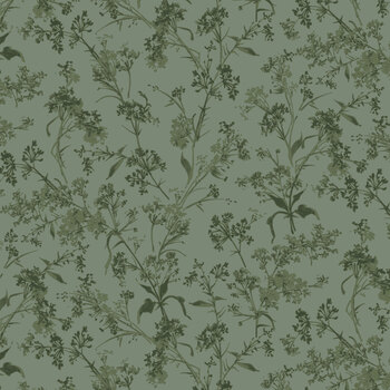 A Rose is a Rose R652228D-JADE Branches by The Smithsonian for Marcus Fabrics