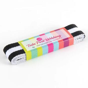 Tula Pink Webbing 1.5" x 2 yards - Black and White