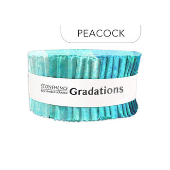 Stonehenge - Gradations  2.5" Strips Peacock Linda Ludovico for Northcott Fabrics