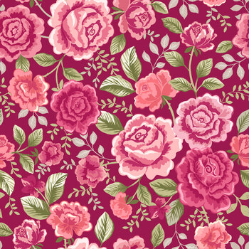 Renie's Roses L69C Pink on Raspberry by Lewis & Irene