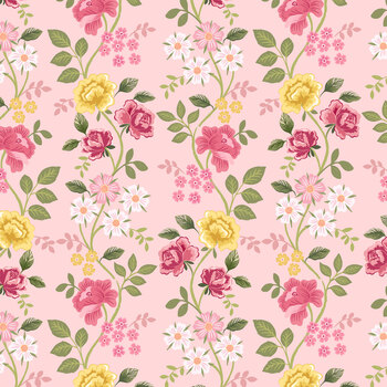 Renie's Roses L74B Fancy Stripe on Pink by Lewis & Irene