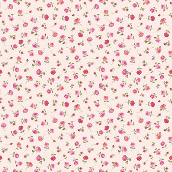 Renie's Roses L73B Rose Buds on Light Pink by Lewis & Irene