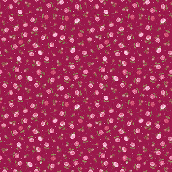 Renie's Roses L73C Rose Buds on Raspberry by Lewis & Irene