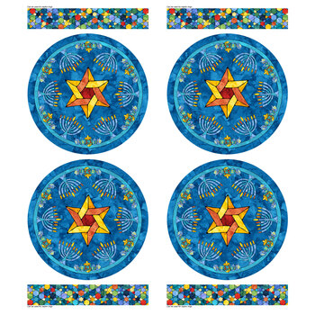 Hanukkah Lights C28987-46 Placemat Panel by Deborah Edwards and Lena Belokrinitski for Northcott Fabrics