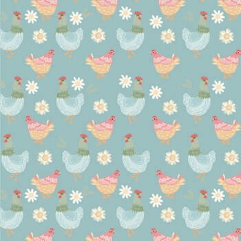 Pemberley Park PE261214 Henhouse Blue by Poppie Cotton