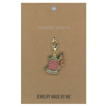 Thread Spool with Needle Enamel Charm