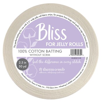 Therm O Web Bliss 100% Cotton Batting Strips 2.5" x 50yds - For Jelly Roll Rugs