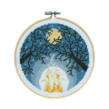 6" Round Counted Cross Stitch Picture Kit - Campfire