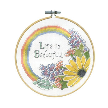 6" Round Counted Cross Stitch Picture Kit - Life