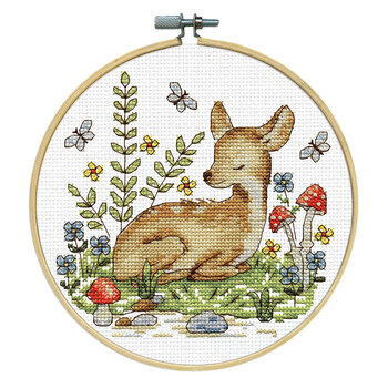 8" Round Cross Stitch Picture Kit - Deer