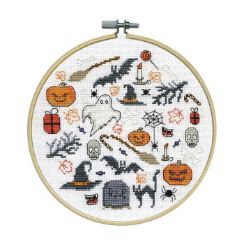 8" Round Cross Stitch Picture Kit - Boo Signs