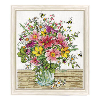 Mason Jar Floral Cross Stitch Picture Kit