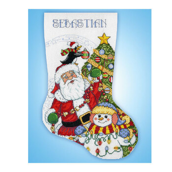Trimming the Tree Cross Stitch Stocking Kit