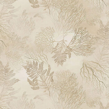 Beach Wonders Y5145-11 Coral Light Khaki by Katie Pertiet for Clothworks