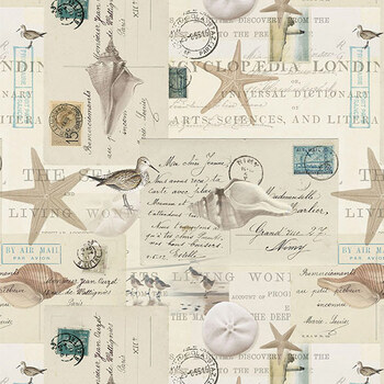 Beach Wonders Y5144-58 Collage Light Butter by Katie Pertiet for Clothworks