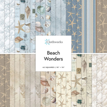 Beach Wonders  10" Squares Katie Pertiet for Clothworks
