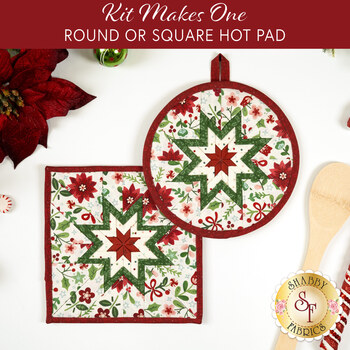  Folded Star Hot Pad Kit - Peppermint & Pine - Round OR Square - Poinsettia