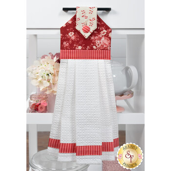  Hanging Towel Precut Kit - Petals and Polka Dots - Red