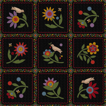 Penny Flower Flannel MASF11430-J Black by Bonnie Sullivan for Maywood Studio