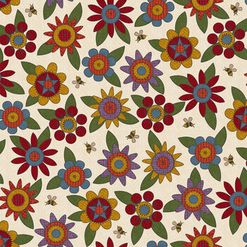 Penny Flower Flannel MASF11431-E Cream by Bonnie Sullivan for Maywood Studio