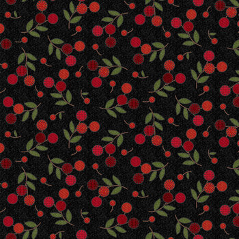 Penny Flower Flannel MASF11432-J Black by Bonnie Sullivan for Maywood Studio